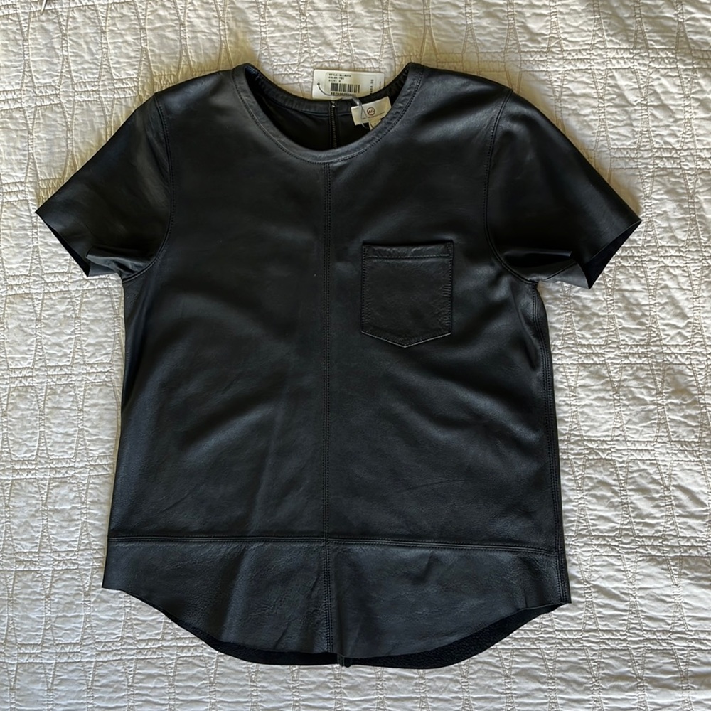 AG Adriano Goldschmied Leather Tee Shirt